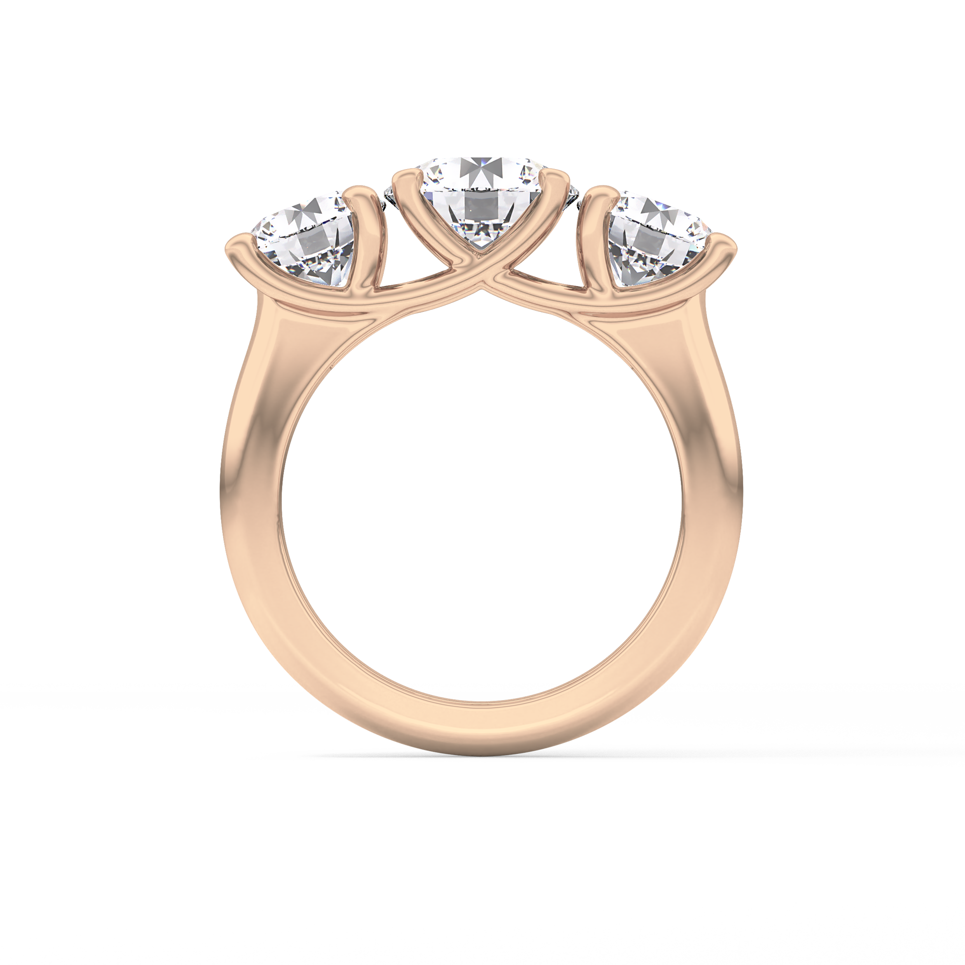 Round Cut 1.92 Carat Moissanite Ring – Three Stones Setting in Gold