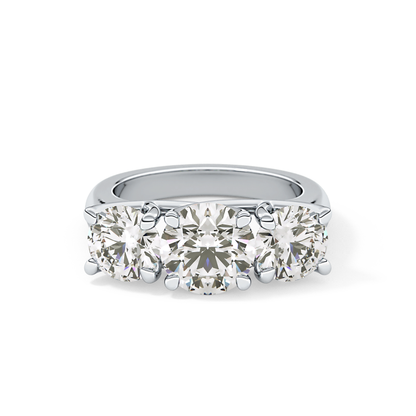 Round Cut 1.92 Carat Moissanite Ring – Three Stones Setting in Gold