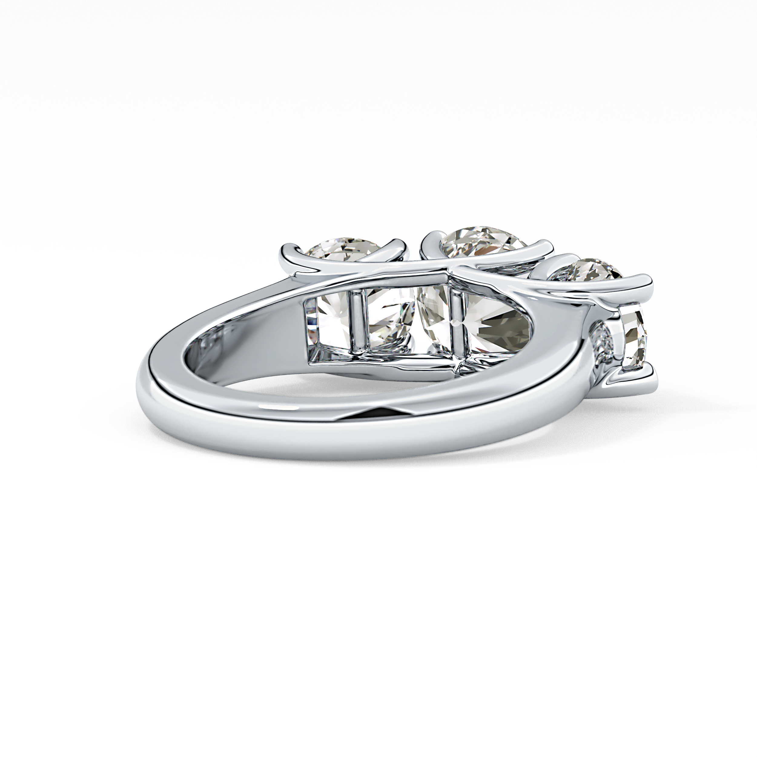 Round Cut 1.92 Carat Moissanite Ring – Three Stones Setting in Gold