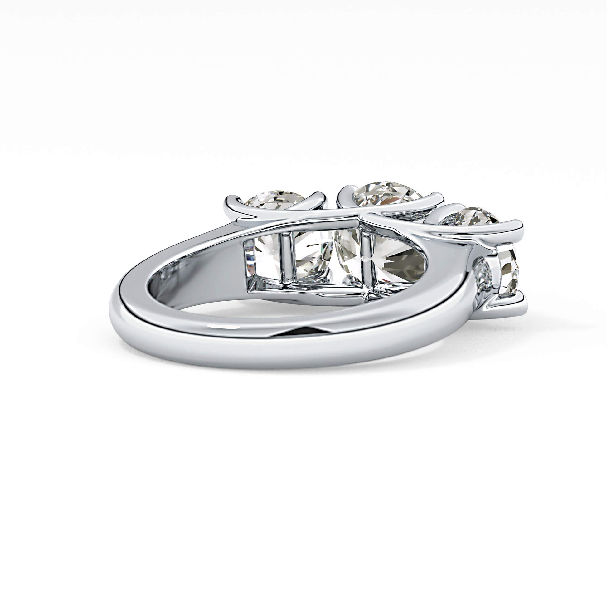 Round Cut 1.92 Carat Moissanite Ring – Three Stones Setting in Gold