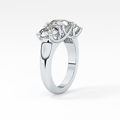 Round Cut 1.92 Carat Moissanite Ring – Three Stones Setting in Gold