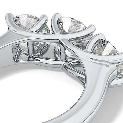 Round Cut 1.92 Carat Moissanite Ring – Three Stones Setting in Gold