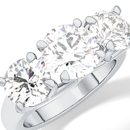 Round Cut 1.92 Carat Moissanite Ring – Three Stones Setting in Gold