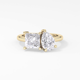 Pear & Princess Cut 2.38 Carat Moissanite Ring – Double Stones Setting in Gold