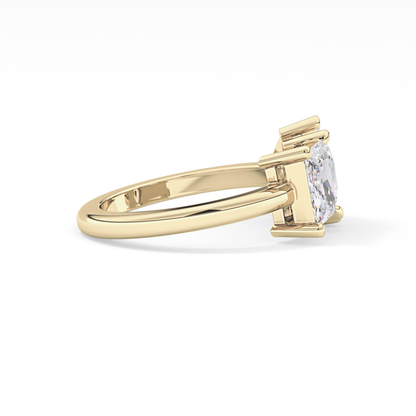 Pear & Princess Cut 2.38 Carat Moissanite Ring – Double Stones Setting in Gold