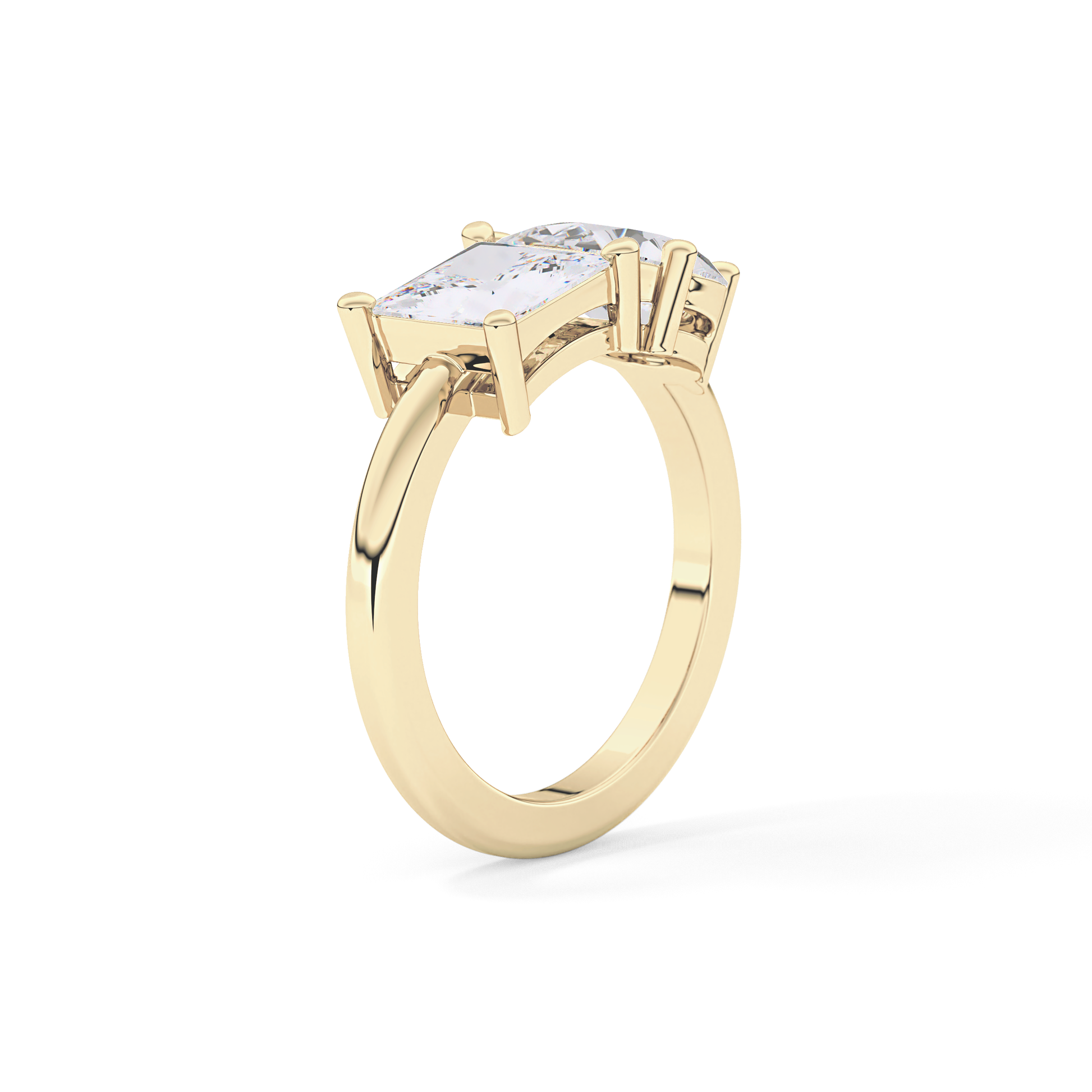Pear & Princess Cut 2.38 Carat Moissanite Ring – Double Stones Setting in Gold