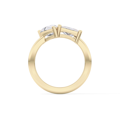 Pear & Princess Cut 2.38 Carat Moissanite Ring – Double Stones Setting in Gold