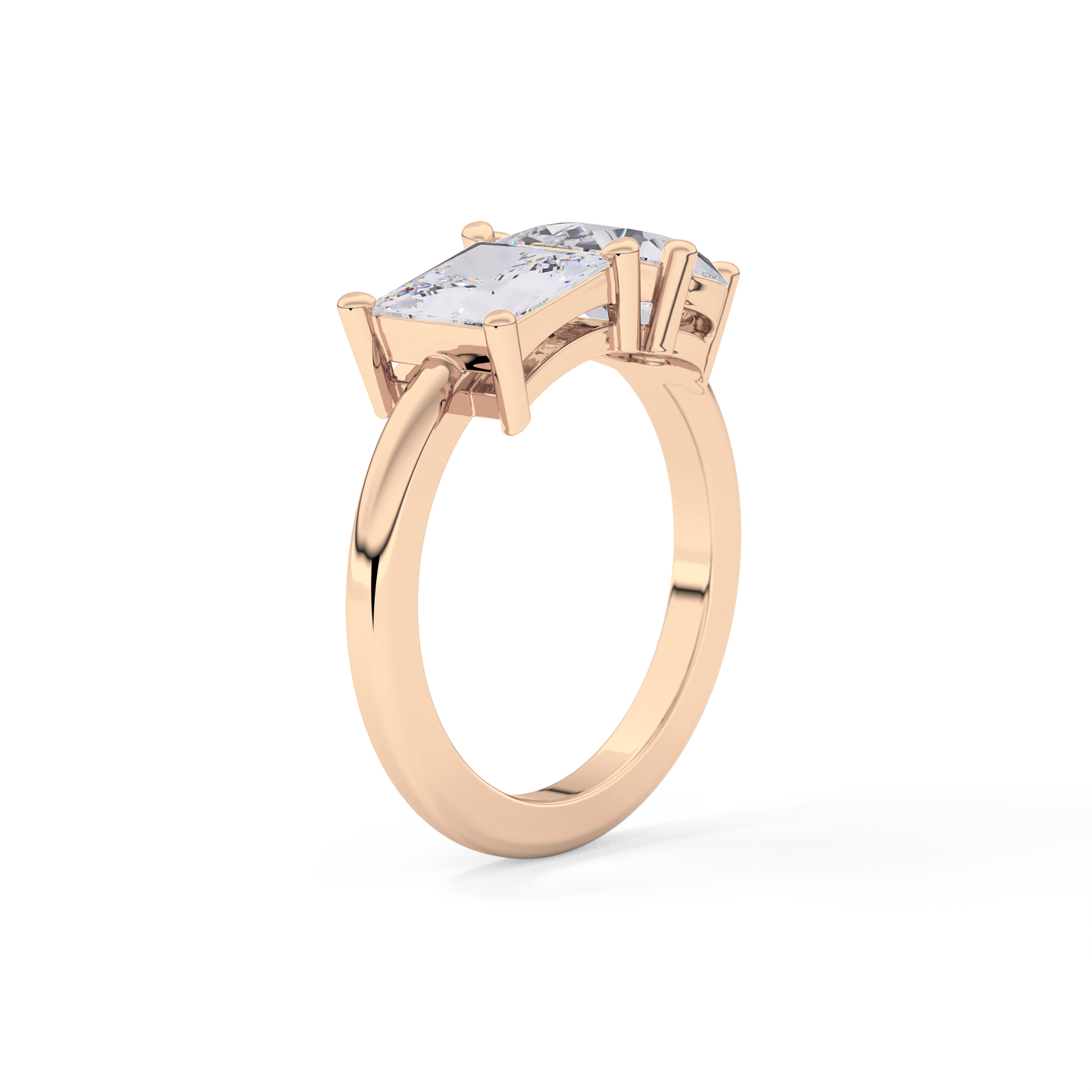 Pear & Princess Cut 2.38 Carat Moissanite Ring – Double Stones Setting in Gold