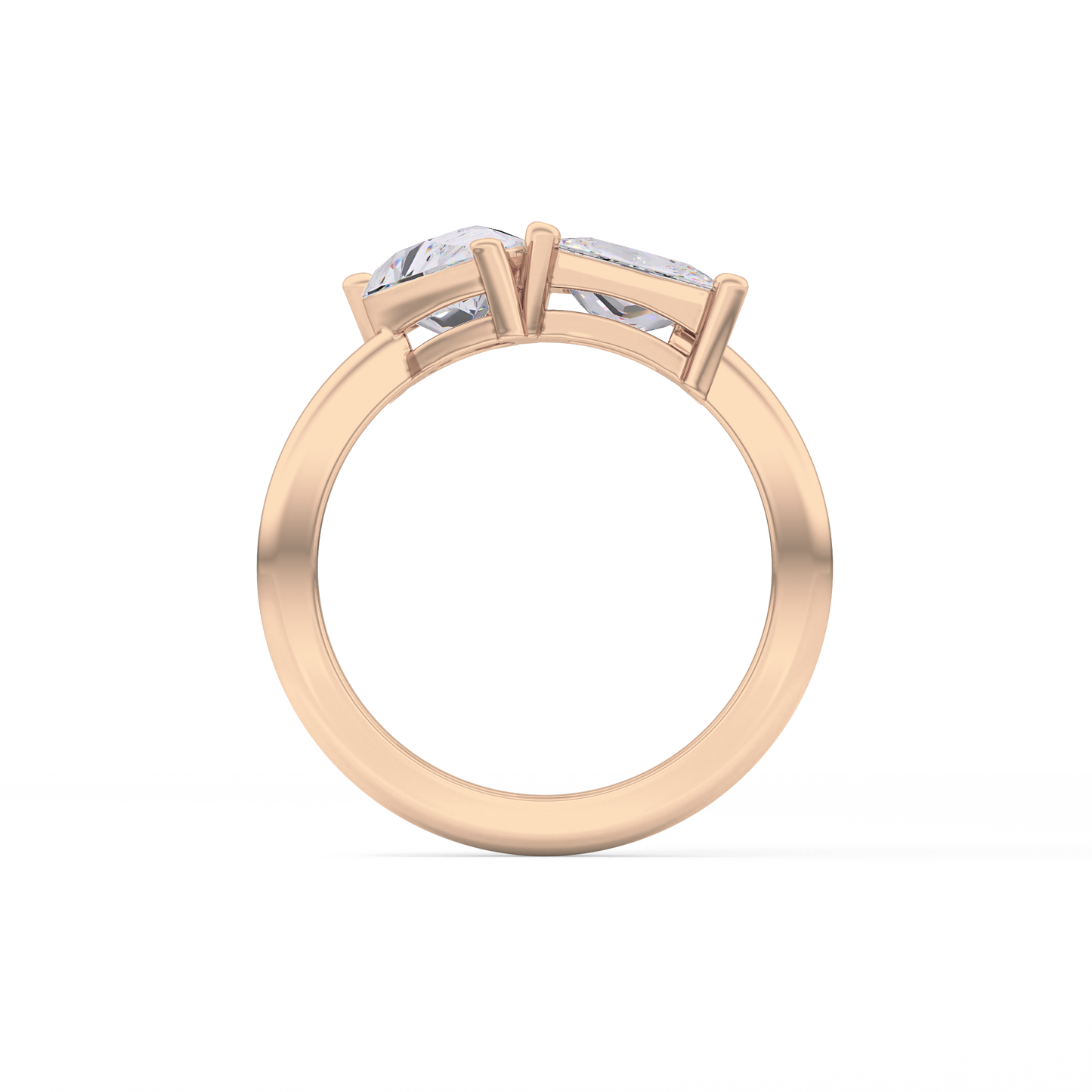 Pear & Princess Cut 2.38 Carat Moissanite Ring – Double Stones Setting in Gold