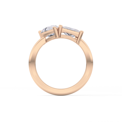 Pear & Princess Cut 2.38 Carat Moissanite Ring – Double Stones Setting in Gold