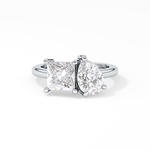 Pear & Princess Cut 2.38 Carat Moissanite Ring – Double Stones Setting in Gold