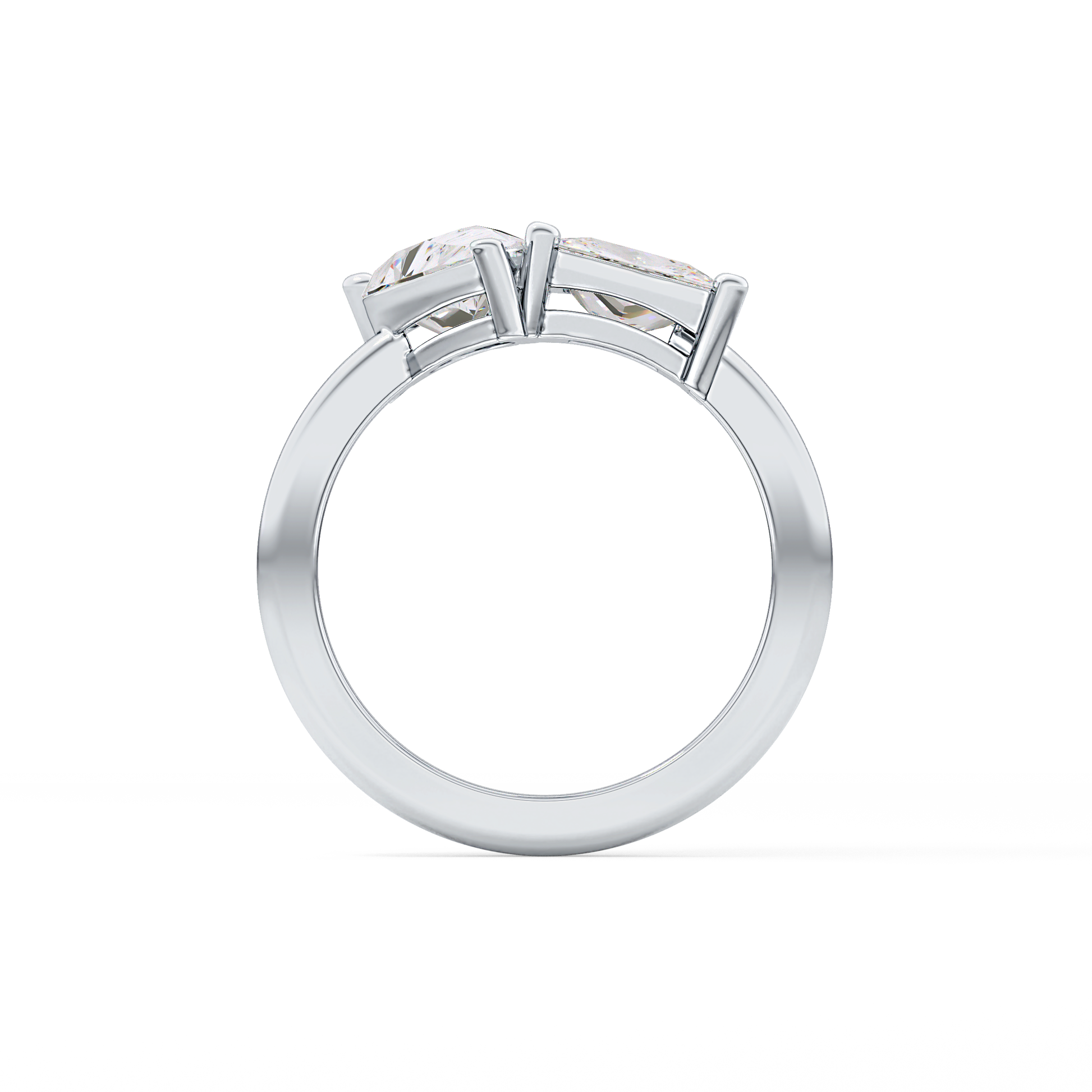 Pear & Princess Cut 2.38 Carat Moissanite Ring – Double Stones Setting in Gold