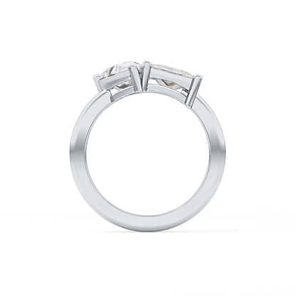 Pear & Princess Cut 2.38 Carat Moissanite Ring – Double Stones Setting in Gold