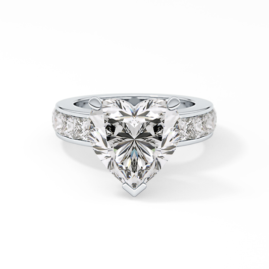 Heart Cut 6.63 Carat Moissanite Ring – Pave Setting in Gold