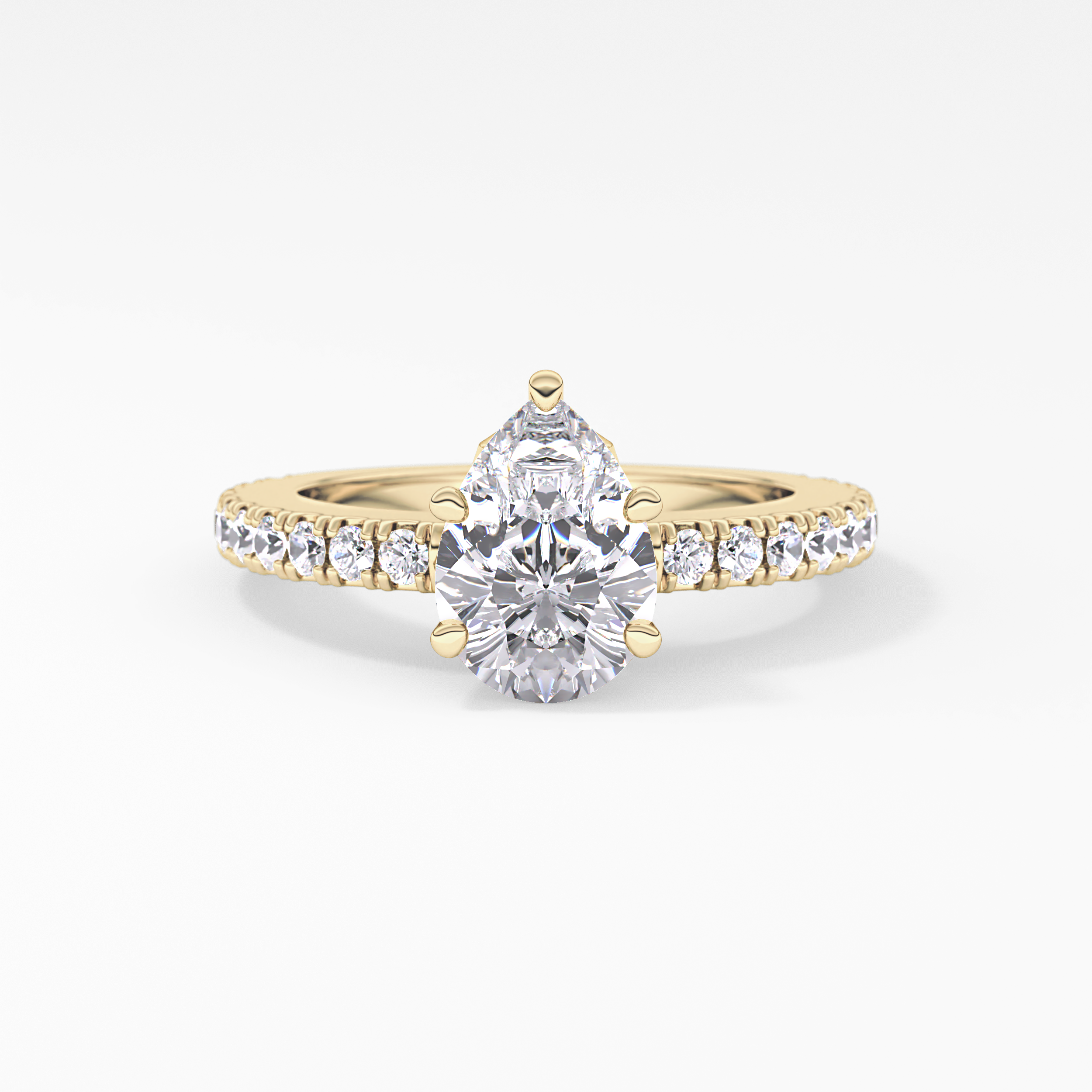 Pear Cut 1.81 Carat Moissanite Ring – Pave Setting in Gold