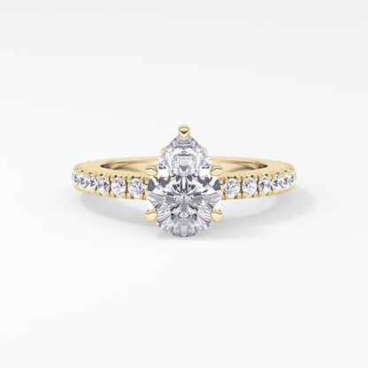 Pear Cut 1.81 Carat Moissanite Ring – Pave Setting in Gold