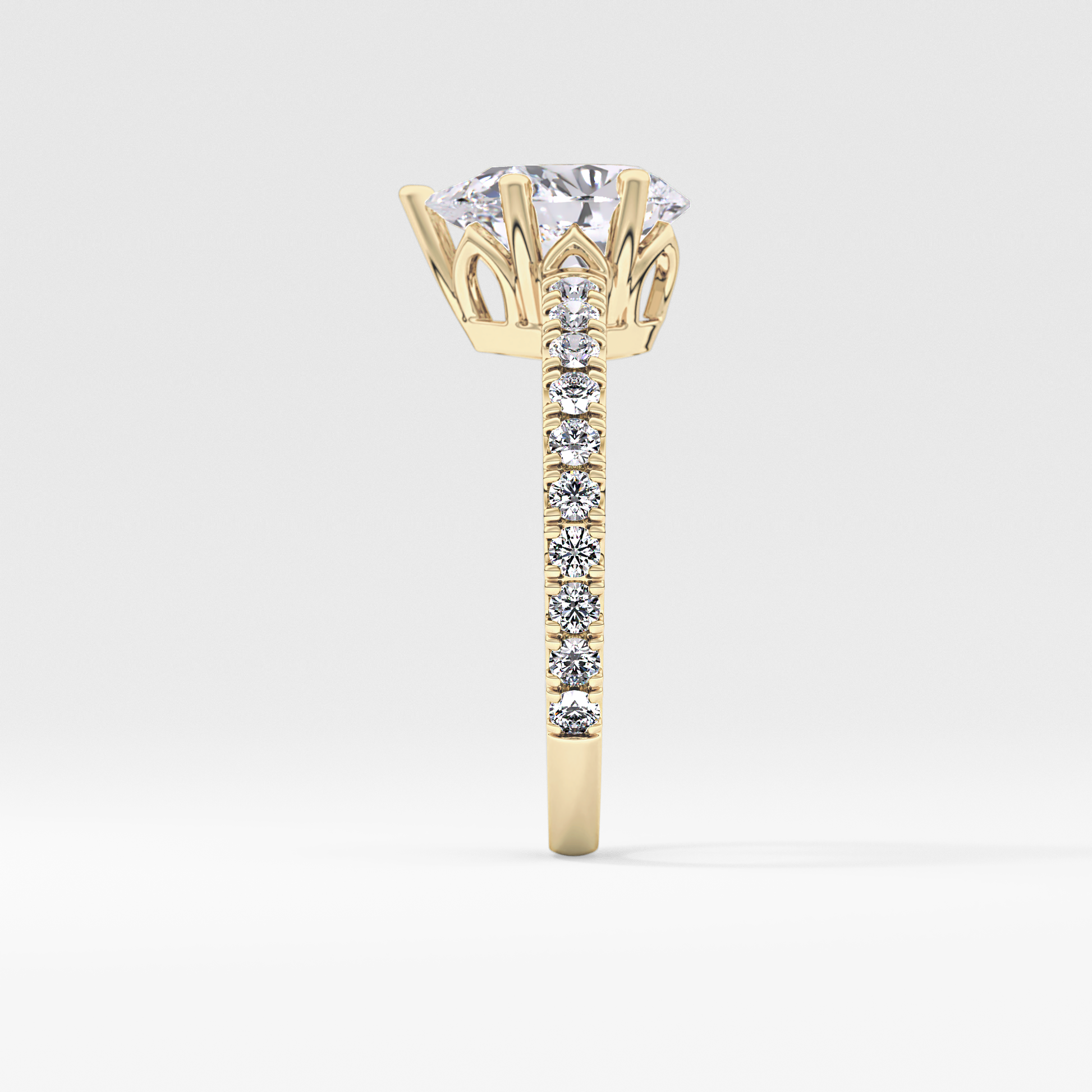 Pear Cut 1.81 Carat Moissanite Ring – Pave Setting in Gold