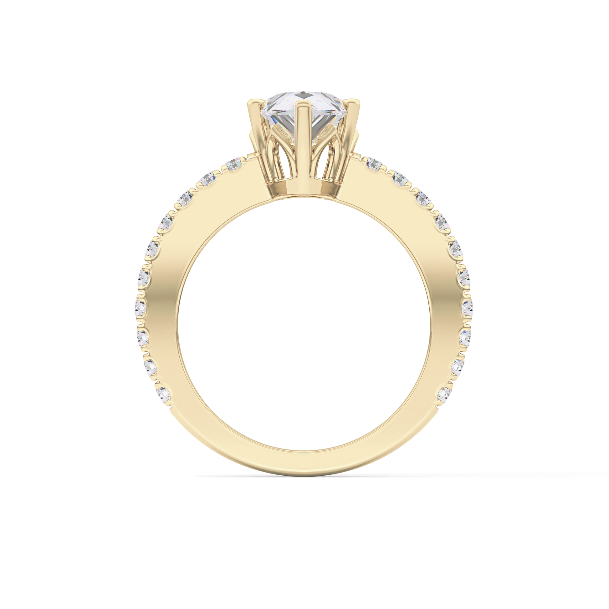 Pear Cut 1.81 Carat Moissanite Ring – Pave Setting in Gold