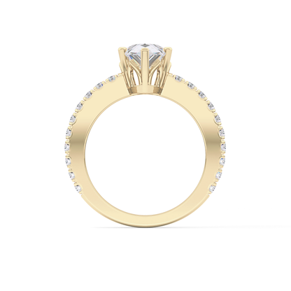 Pear Cut 1.81 Carat Moissanite Ring – Pave Setting in Gold