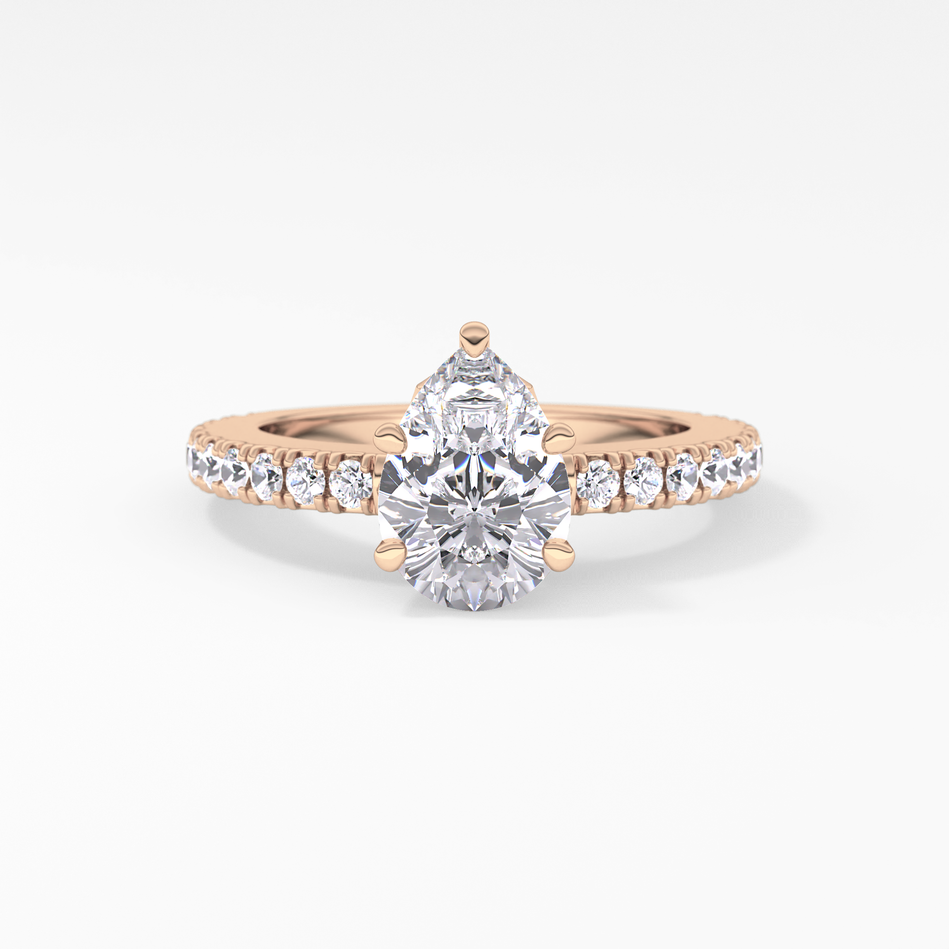 Pear Cut 1.81 Carat Moissanite Ring – Pave Setting in Gold