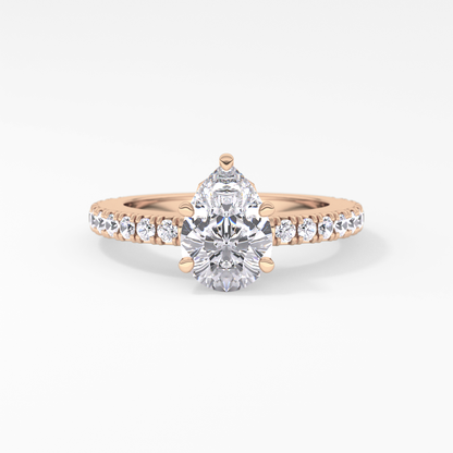 Pear Cut 1.81 Carat Moissanite Ring – Pave Setting in Gold