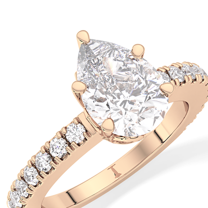 Pear Cut 1.81 Carat Moissanite Ring – Pave Setting in Gold