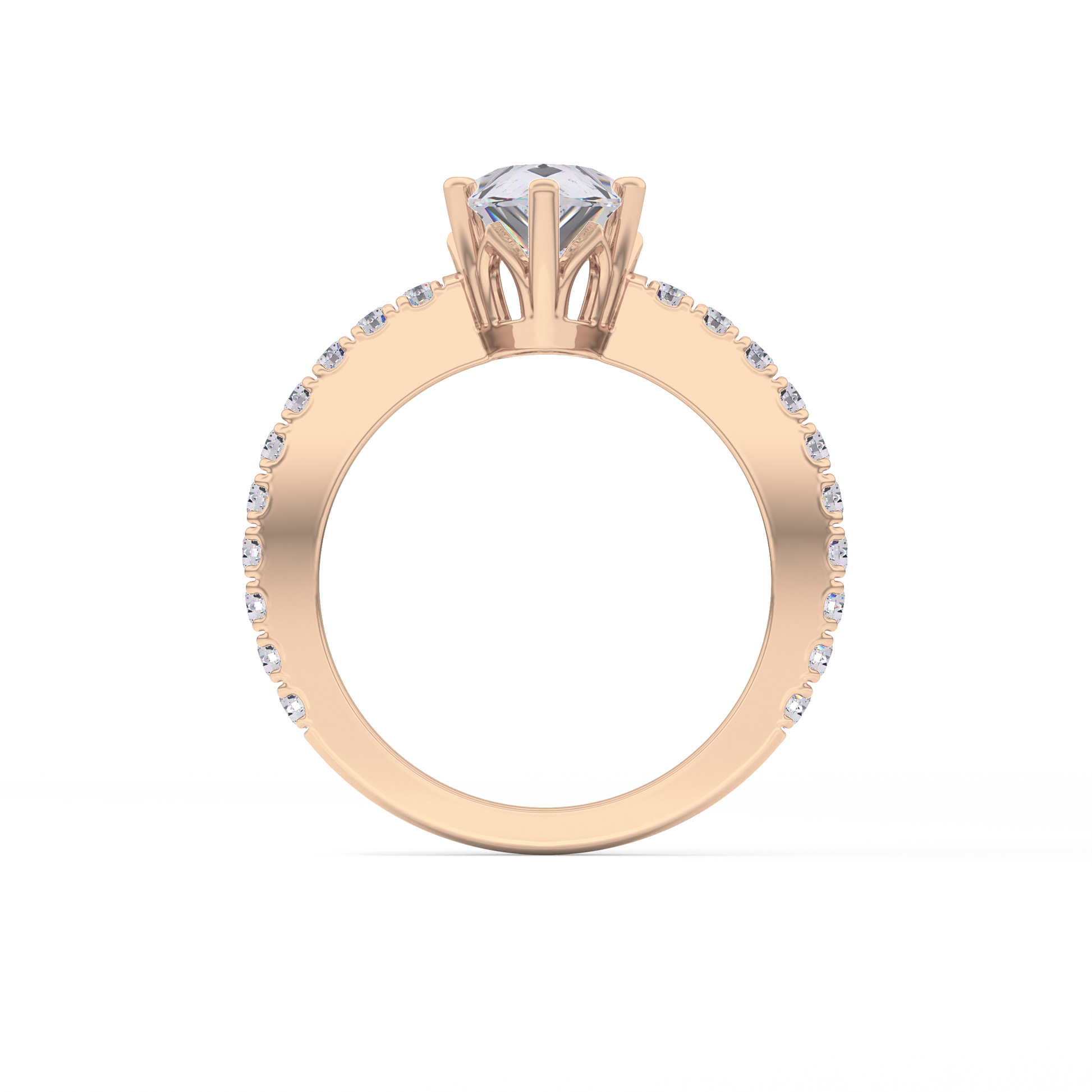 Pear Cut 1.81 Carat Moissanite Ring – Pave Setting in Gold