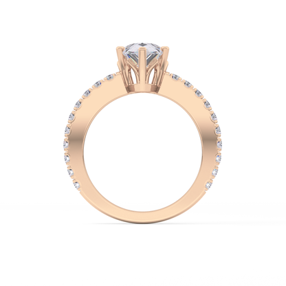 Pear Cut 1.81 Carat Moissanite Ring – Pave Setting in Gold
