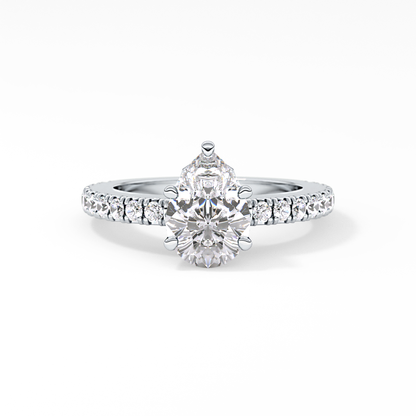 Pear Cut 1.81 Carat Moissanite Ring – Pave Setting in Gold