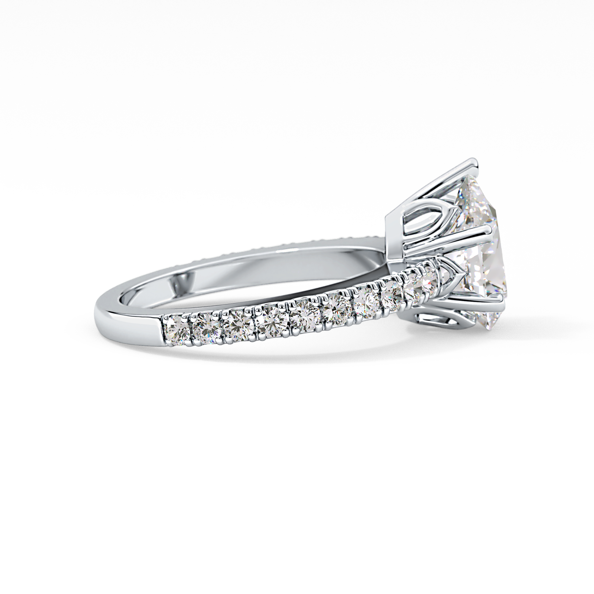 Pear Cut 1.81 Carat Moissanite Ring – Pave Setting in Gold