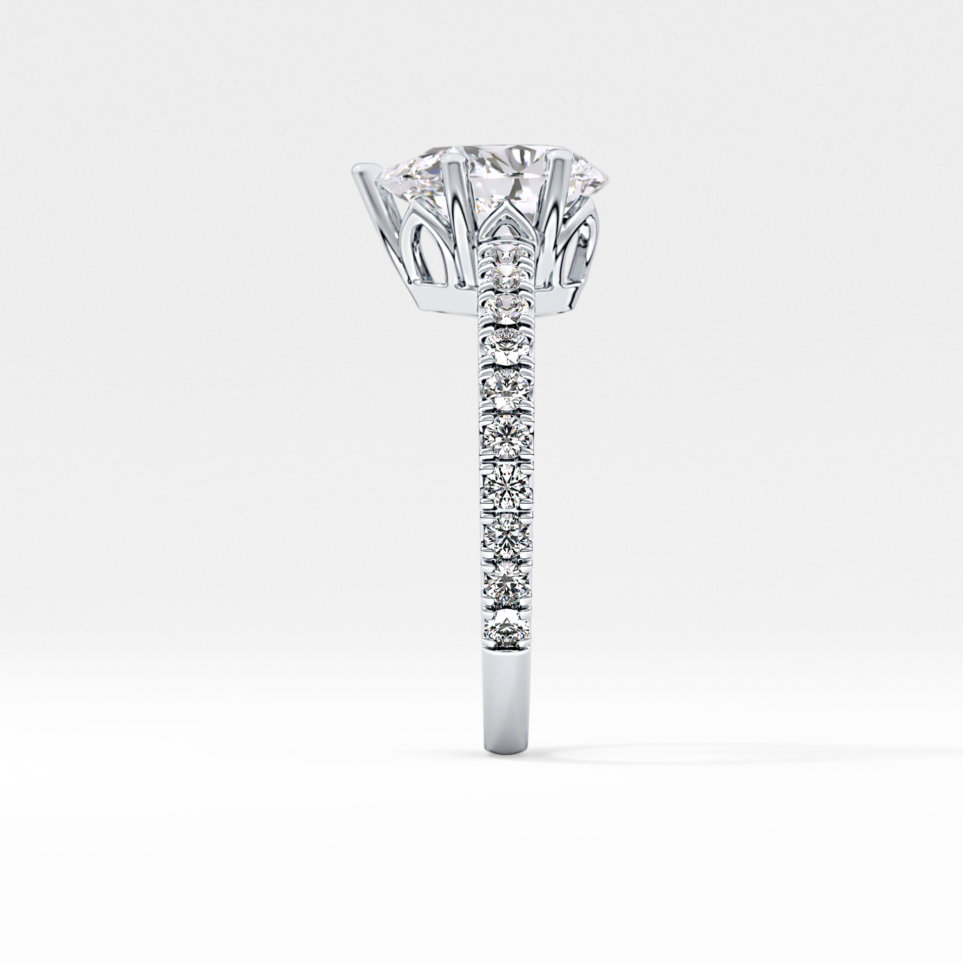 Pear Cut 1.81 Carat Moissanite Ring – Pave Setting in Gold