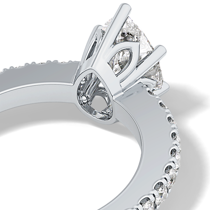 Pear Cut 1.81 Carat Moissanite Ring – Pave Setting in Gold