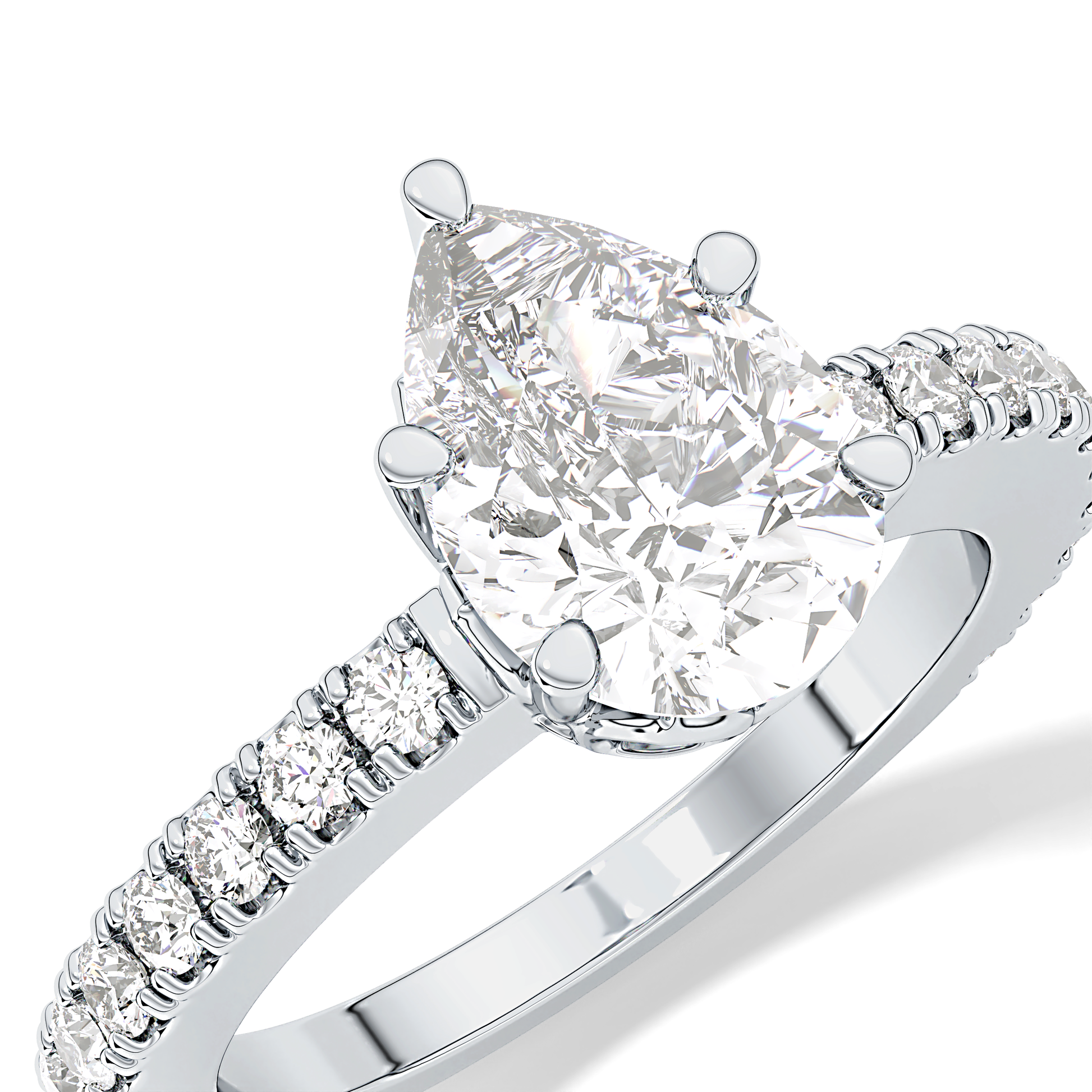 Pear Cut 1.81 Carat Moissanite Ring – Pave Setting in Gold