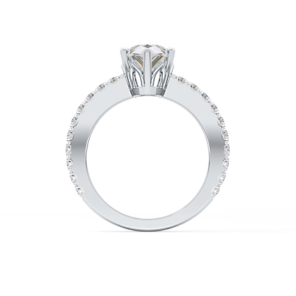 Pear Cut 1.81 Carat Moissanite Ring – Pave Setting in Gold