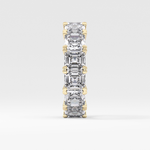 Full Eternity Wedding Band with 10.21 TCW Emerald and Square Cut Moissanite – Yellow, White, or Rose Gold
