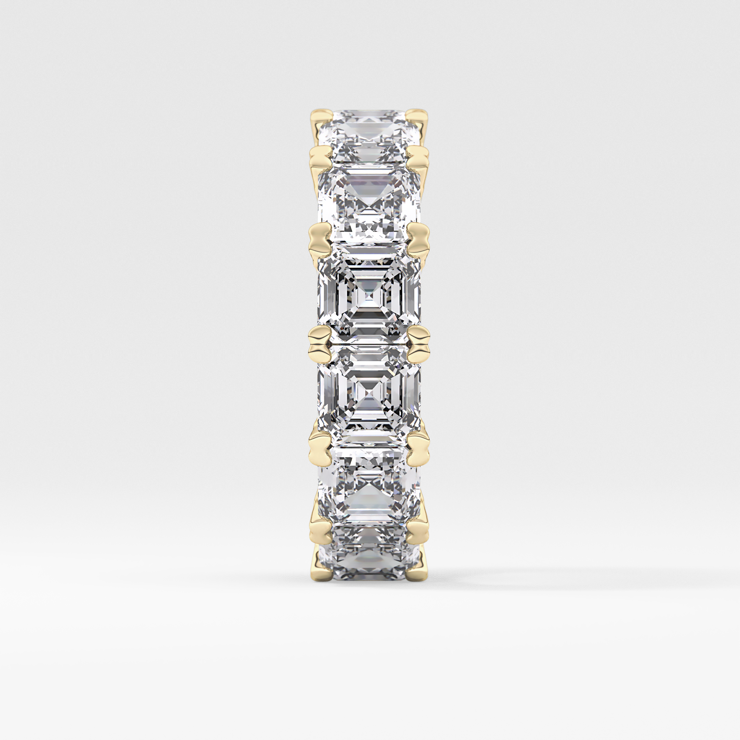 Full Eternity Wedding Band with 10.21 TCW Emerald and Square Cut Moissanite – Yellow, White, or Rose Gold