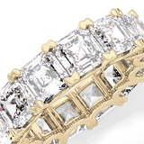 Full Eternity Wedding Band with 10.21 TCW Emerald and Square Cut Moissanite – Yellow, White, or Rose Gold