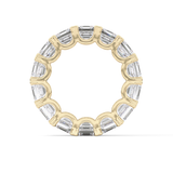 Full Eternity Wedding Band with 10.21 TCW Emerald and Square Cut Moissanite – Yellow, White, or Rose Gold