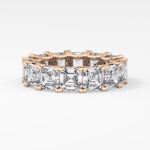 Full Eternity Wedding Band with 10.21 TCW Emerald and Square Cut Moissanite – Yellow, White, or Rose Gold