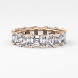 Full Eternity Wedding Band with 10.21 TCW Emerald and Square Cut Moissanite – Yellow, White, or Rose Gold