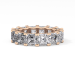 Full Eternity Wedding Band with 10.21 TCW Emerald and Square Cut Moissanite – Yellow, White, or Rose Gold