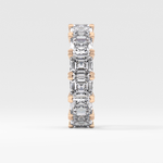 Full Eternity Wedding Band with 10.21 TCW Emerald and Square Cut Moissanite – Yellow, White, or Rose Gold
