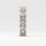 Full Eternity Wedding Band with 10.21 TCW Emerald and Square Cut Moissanite – Yellow, White, or Rose Gold