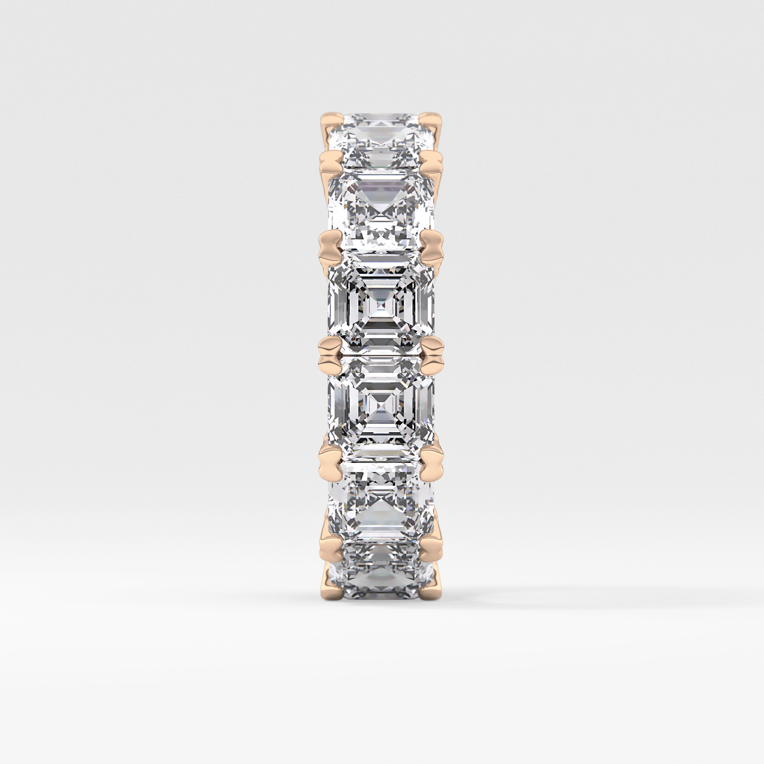 Full Eternity Wedding Band with 10.21 TCW Emerald and Square Cut Moissanite – Yellow, White, or Rose Gold