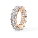 Full Eternity Wedding Band with 10.21 TCW Emerald and Square Cut Moissanite – Yellow, White, or Rose Gold
