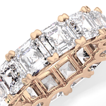 Full Eternity Wedding Band with 10.21 TCW Emerald and Square Cut Moissanite – Yellow, White, or Rose Gold