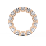 Full Eternity Wedding Band with 10.21 TCW Emerald and Square Cut Moissanite – Yellow, White, or Rose Gold