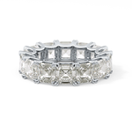 Full Eternity Wedding Band with 10.21 TCW Emerald and Square Cut Moissanite – Yellow, White, or Rose Gold