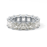 Full Eternity Wedding Band with 10.21 TCW Emerald and Square Cut Moissanite – Yellow, White, or Rose Gold