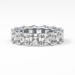 Full Eternity Wedding Band with 10.21 TCW Emerald and Square Cut Moissanite – Yellow, White, or Rose Gold